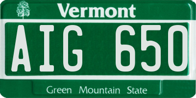 VT license plate AIG650