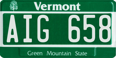 VT license plate AIG658