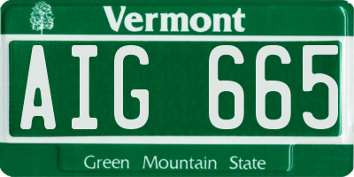 VT license plate AIG665