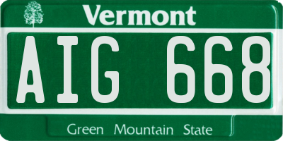 VT license plate AIG668