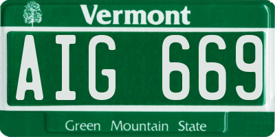 VT license plate AIG669