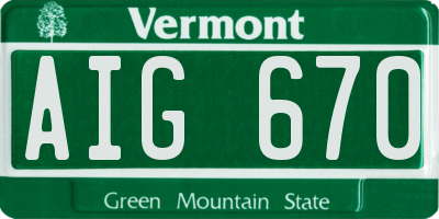 VT license plate AIG670