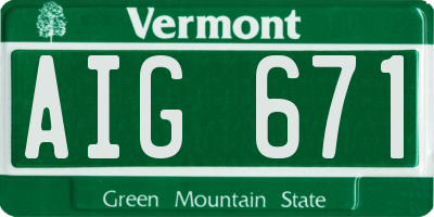 VT license plate AIG671