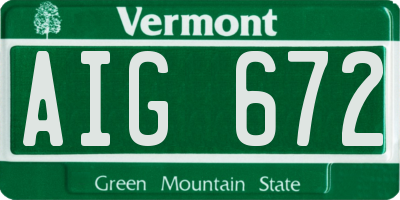 VT license plate AIG672