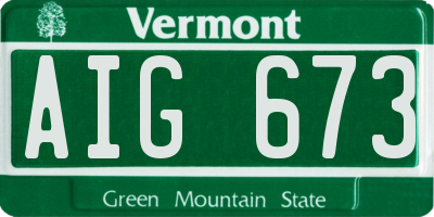 VT license plate AIG673
