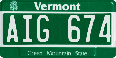 VT license plate AIG674