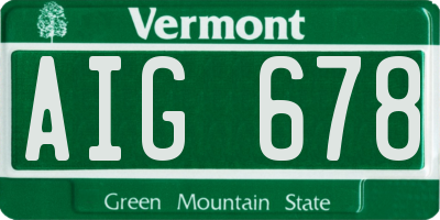 VT license plate AIG678
