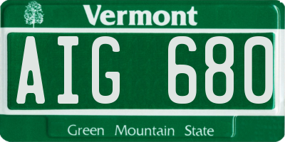 VT license plate AIG680
