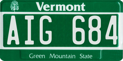 VT license plate AIG684