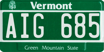 VT license plate AIG685
