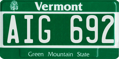 VT license plate AIG692