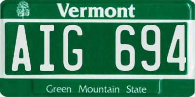 VT license plate AIG694