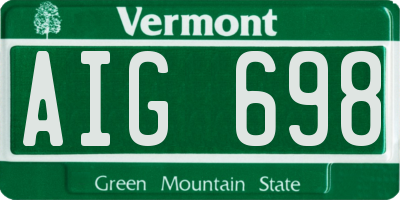 VT license plate AIG698