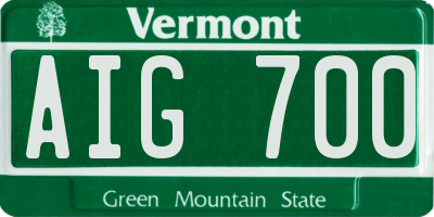 VT license plate AIG700