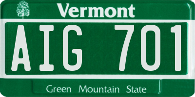 VT license plate AIG701