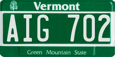 VT license plate AIG702
