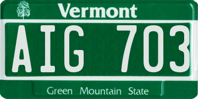 VT license plate AIG703