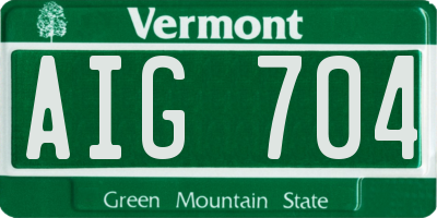 VT license plate AIG704