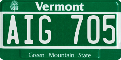 VT license plate AIG705
