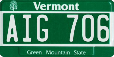 VT license plate AIG706