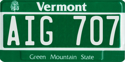 VT license plate AIG707