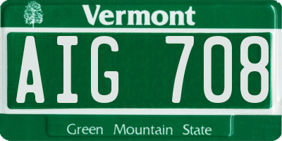 VT license plate AIG708