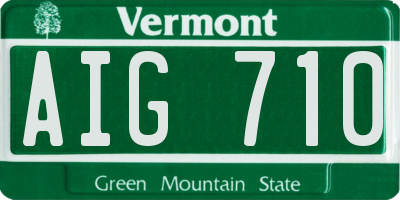 VT license plate AIG710