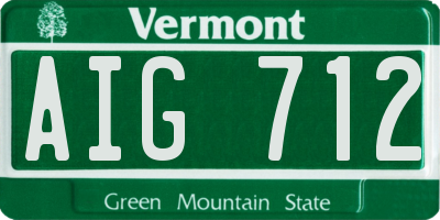 VT license plate AIG712
