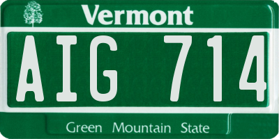 VT license plate AIG714