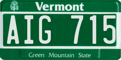 VT license plate AIG715
