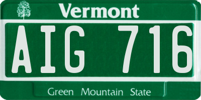 VT license plate AIG716