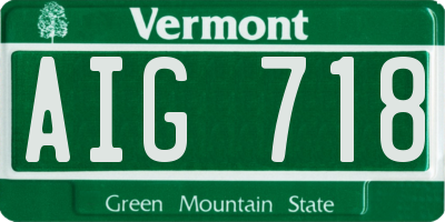 VT license plate AIG718