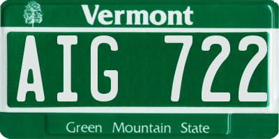VT license plate AIG722