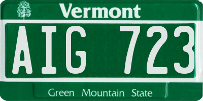 VT license plate AIG723