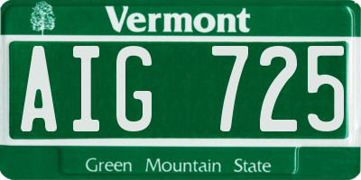VT license plate AIG725