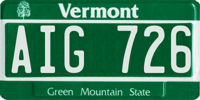VT license plate AIG726