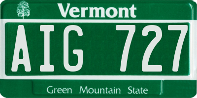 VT license plate AIG727