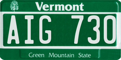 VT license plate AIG730