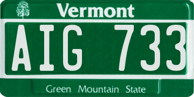 VT license plate AIG733