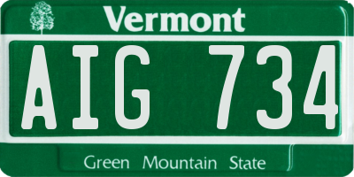 VT license plate AIG734
