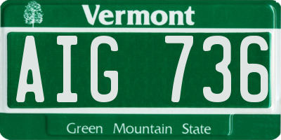 VT license plate AIG736
