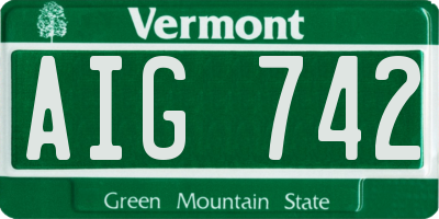 VT license plate AIG742