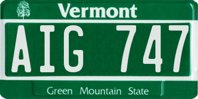 VT license plate AIG747