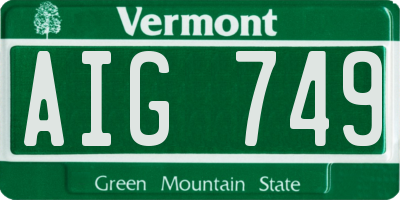 VT license plate AIG749