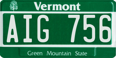 VT license plate AIG756