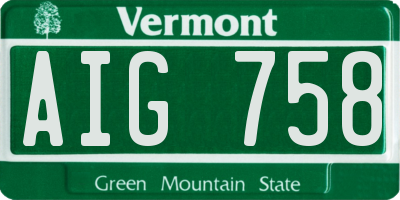 VT license plate AIG758