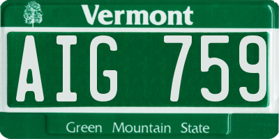 VT license plate AIG759