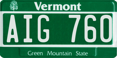 VT license plate AIG760