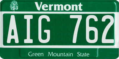 VT license plate AIG762