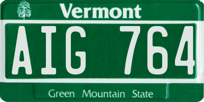 VT license plate AIG764
